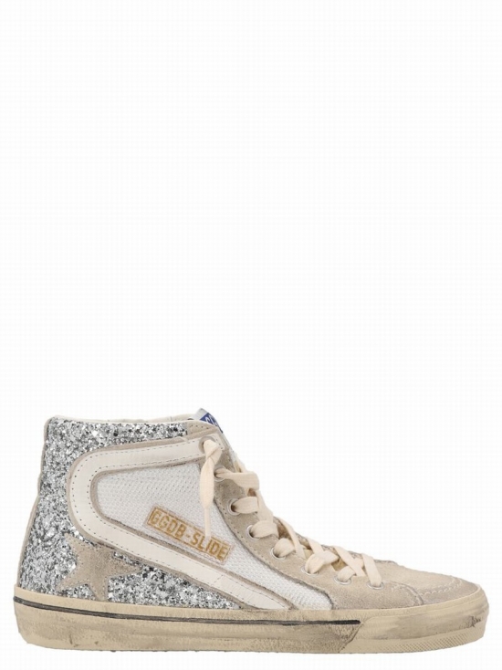 Slide Double Quarter Sneakers In Sil Wht Marble