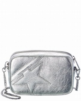 Star Mini Leather Crossbody In Silver