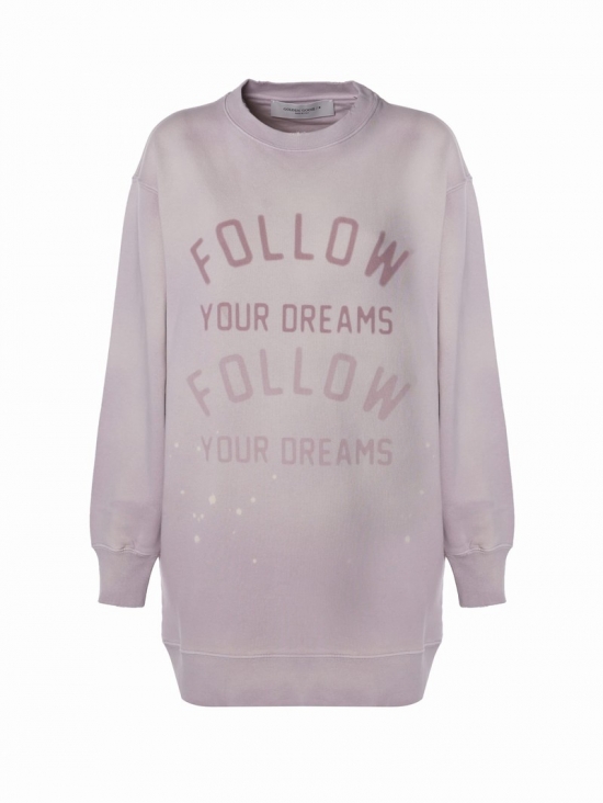 Long Sweatshirt With Print In Pink