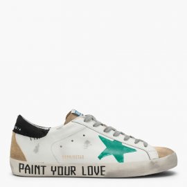 Deluxe Brand Super Star White/green Leather Sneakers