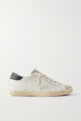 Super-star Distressed Leather And Suede Sneakers In White