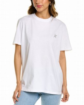 Cotton Crew-neck T-shirt In White Gold