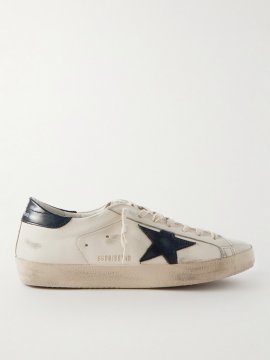 Superstar Distressed Leather Sneakers In White