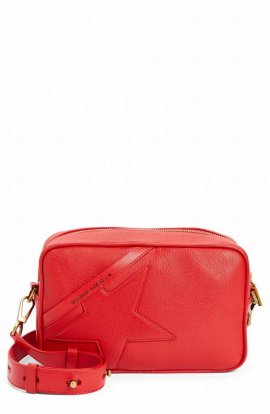 Star Leather Crossbody Camera Bag In Marlboro Red