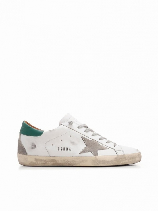 Super-star Leather Upper And Heel Suede Star And Spur Metal Lettering In White Ice Green