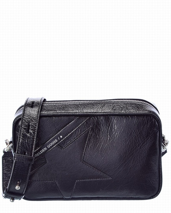 Star Leather Shoulder Bag In Black