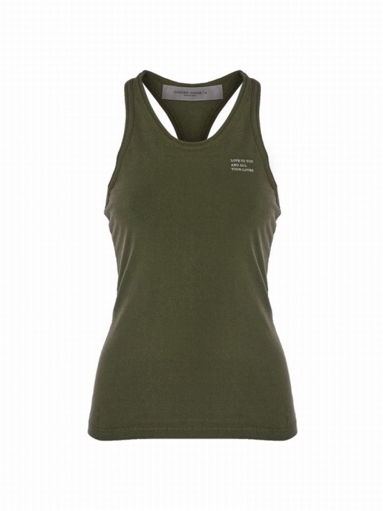 Cotton Tank Top In Military Green