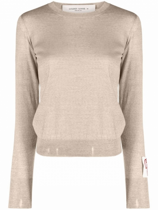 Distressed Fine-knit Jumper In Neutrals