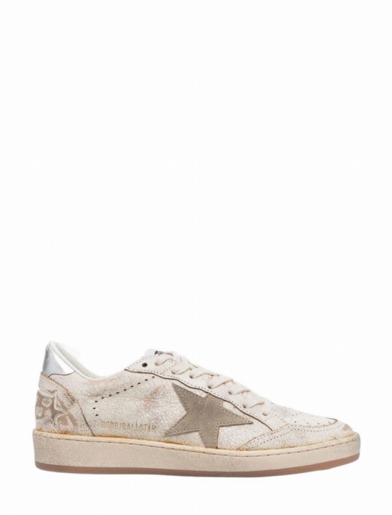 Women's Beige Leather Sneakers