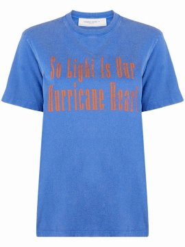 Slogan-print Cotton T-shirt In Blue