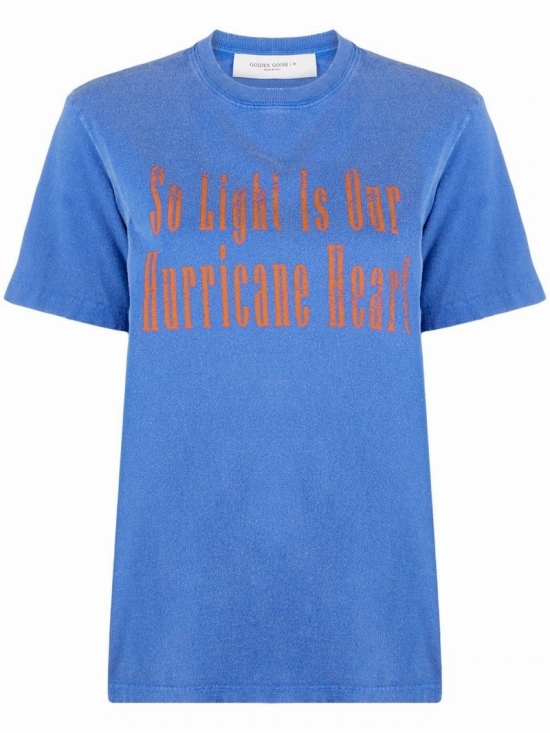 Slogan-print Cotton T-shirt In Blue