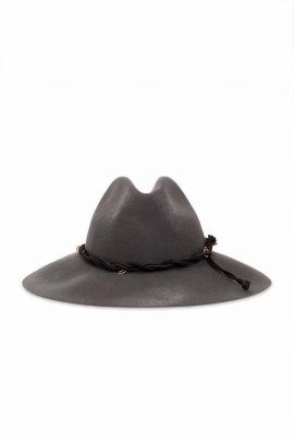 Wide-brim Virgin Wool Fedora In Grey