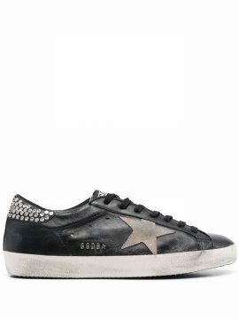 Star-patch Lace-up Sneakers In Black