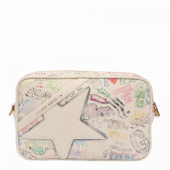 Star Large Crossbody Bag In White