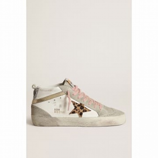 Mid Star Leather Upper Suede Toe And Spur Mini Leo Star Mini Viper Print Wave Glitter H In White