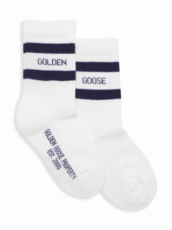 Litte Kid's & Kid's High Rib Striped Socks In Old White Blue