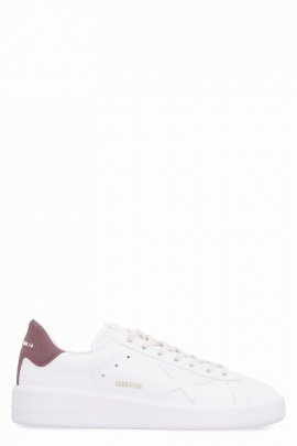 Pure New Leather Low-top Sneakers In White/bordeaux