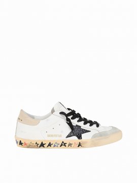 Super Star Leather Upper Cocco Print Leather Star With Stars Serigraphs Foxing In White Black Sand