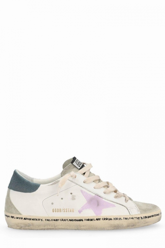 Superstar Lace-up Sneakers In White Pink Petrol