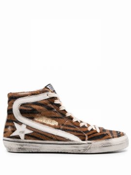 High-top-sneakers Mit Zebra-print In Brown