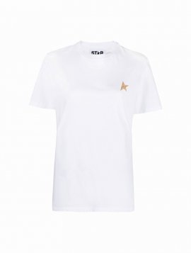 Star W`s Regular T-shirt /small Star/ Glitter In White Gold