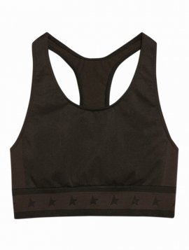 Star/ W`s Racerback Top Mixed Technical Yarn In Black Dark Grey