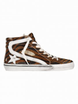 Slide Zebra Horsy Upper Leather Star In 82177