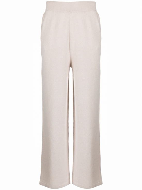 Straight-legged Knitted Trousers In Neutrals