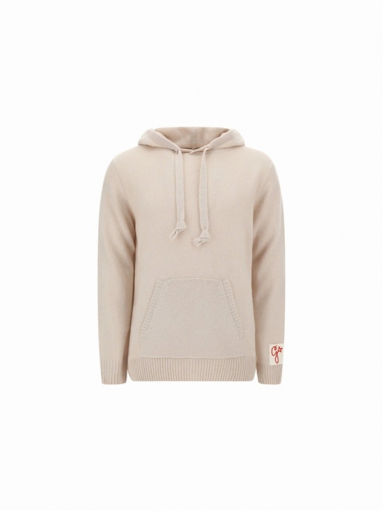 Golden Hooded Sweater In Natural White