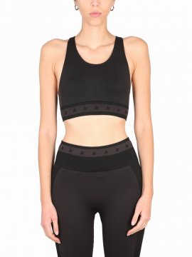 Crop Top With Logo In Nero