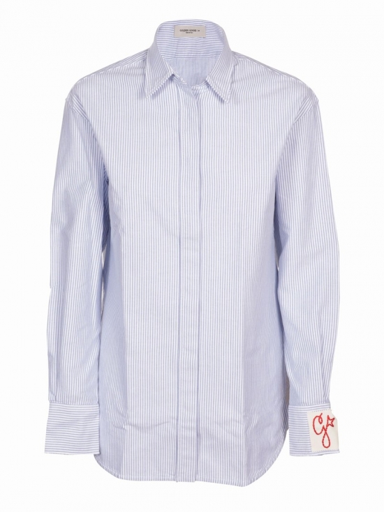 Golden Ws Boyfriend Shirt Striped Oxford Cotton In 80197