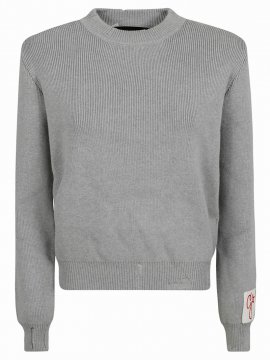 Ribbed Sweater In Grey Melange