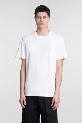 Cotton Crewneck T-shirt In White/silver