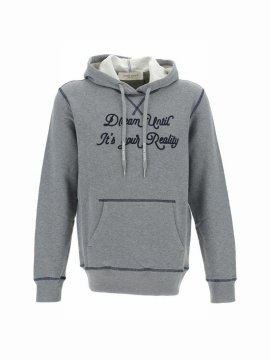 Drawstring Hoodie In Grey/blue