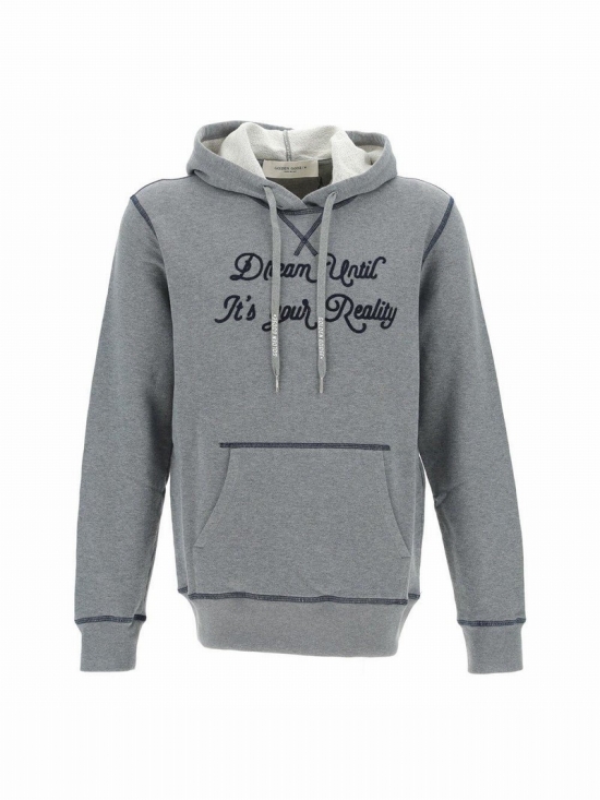 Drawstring Hoodie In Grey/blue