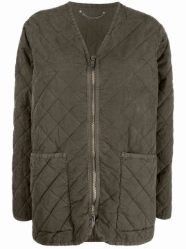 Quilted Zipped Jacket In Green
