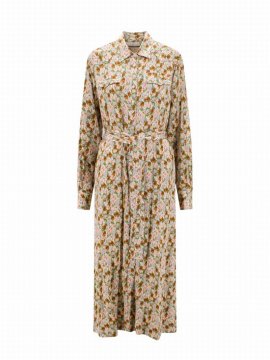 Deluxe Brand Floral Printed Midi Shirt Dress In Multi