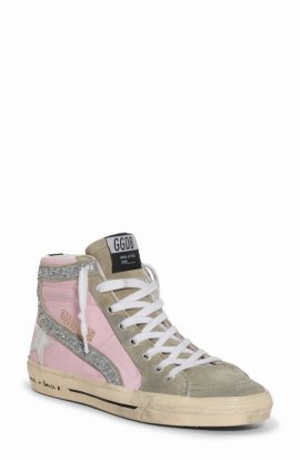 Slide High Top Sneaker In Pink/ Taupe/ White/ Black