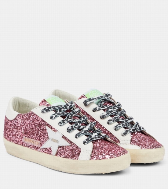 Super-star Glitter Leather Sneakers In Bubblegum Pink