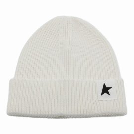 Kids Star Patch Beanie In White