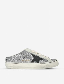 Womens Silver Super-star Sabots 70176 Glitter-leather Trainers