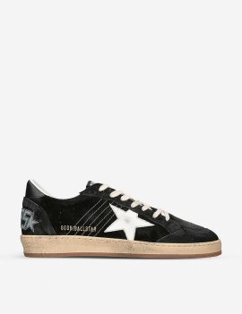 Men's Blk/white Ballstar Star-appliqu?? Suede Low-top Trainers