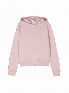 Zipped Hoodie Glitter Multistar In Pink