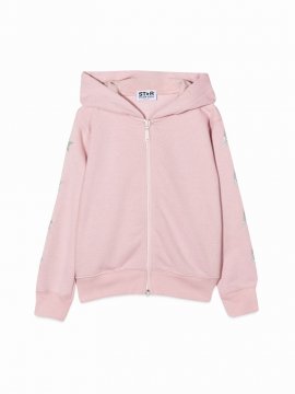 Zipped Hoodie Glitter Multistar In Pink