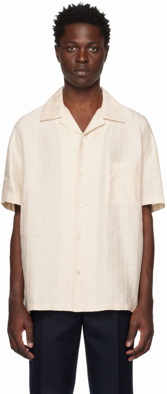 Beige Jacquard Shirt In 15144 Parchment