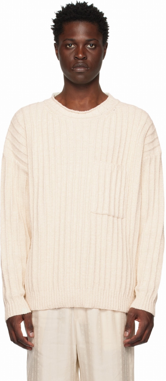 Boxy Cotton Knit Sweater In Papyrus