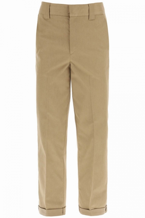 Cotton Blend Chino Pants In Beige