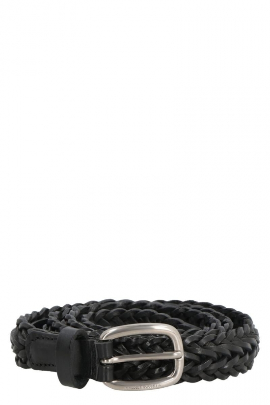 Houston Woven Leather Belt In Black