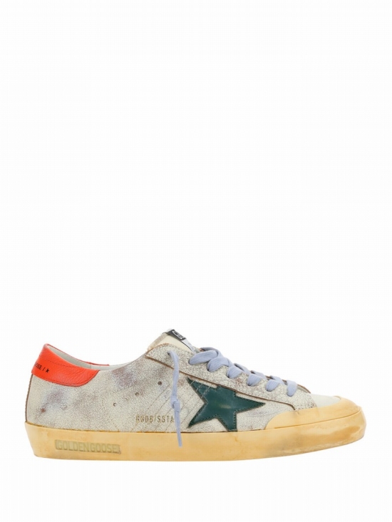 Super Star Sneakers In White Tobacco/green/orange