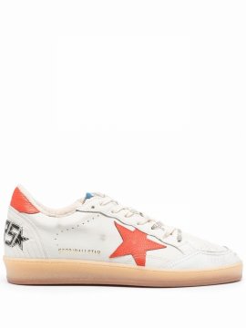 Star-motif Low-top Leather Sneakers In Weiss